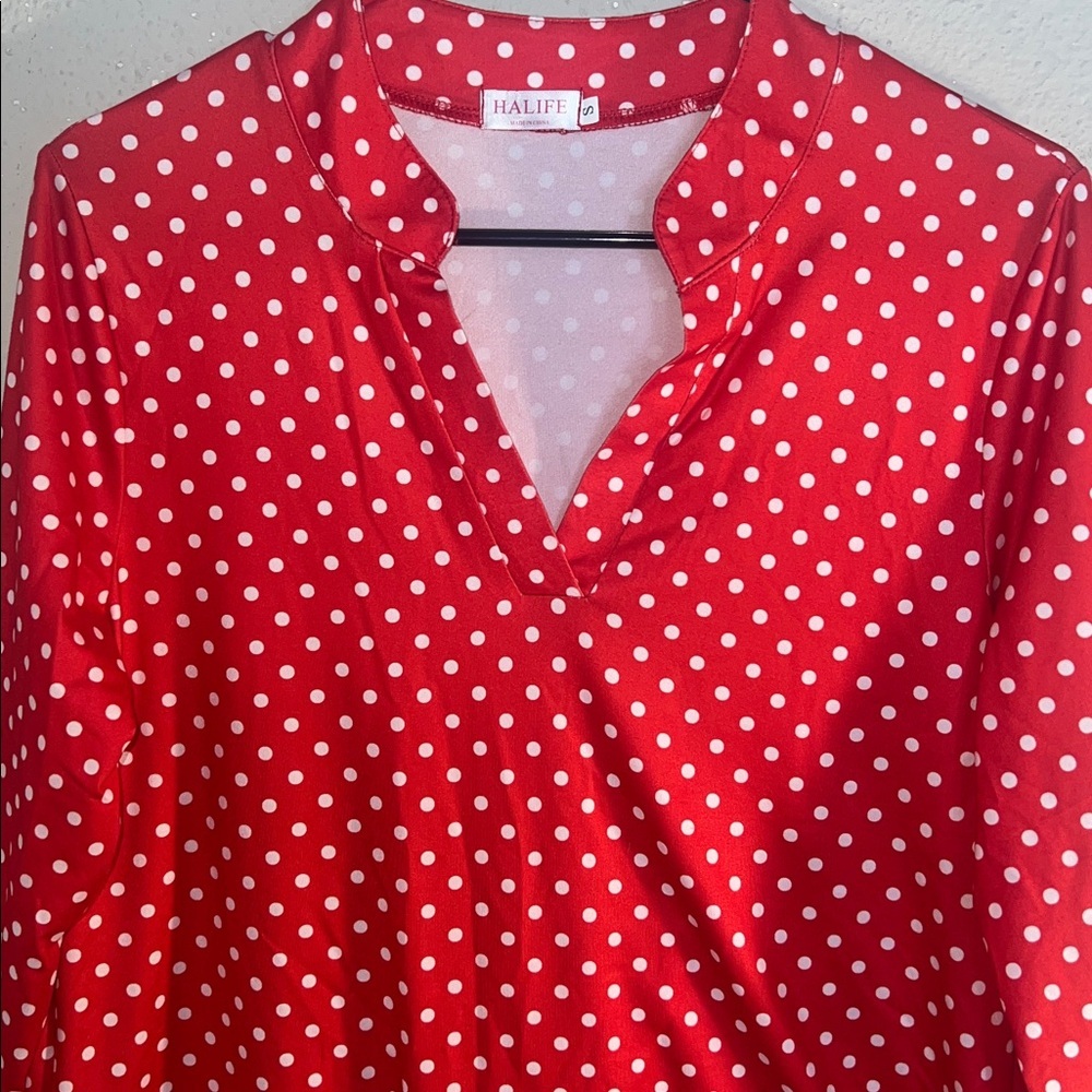 Red Polka Dot Blouse by Halife